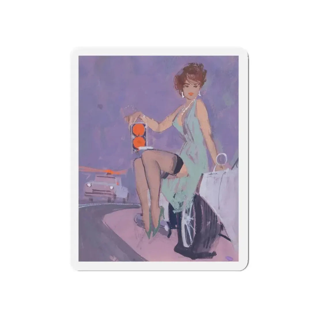 Stoplight (Magazine Illustration) Refrigerator Magnet 5 Inch Die-Cut - The Sticker Space