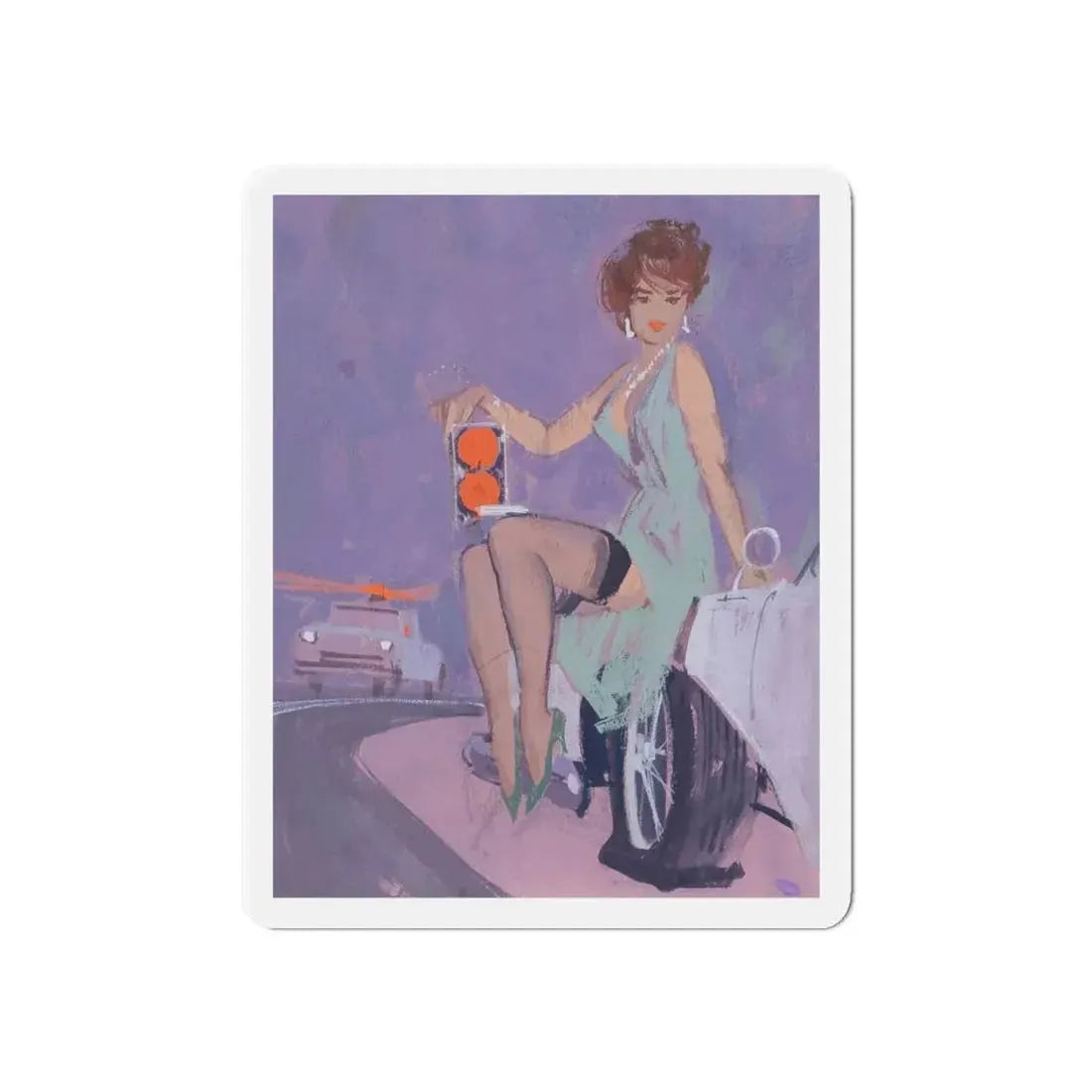 Stoplight (Magazine Illustration) Refrigerator Magnet 6 Inch Die-Cut - The Sticker Space