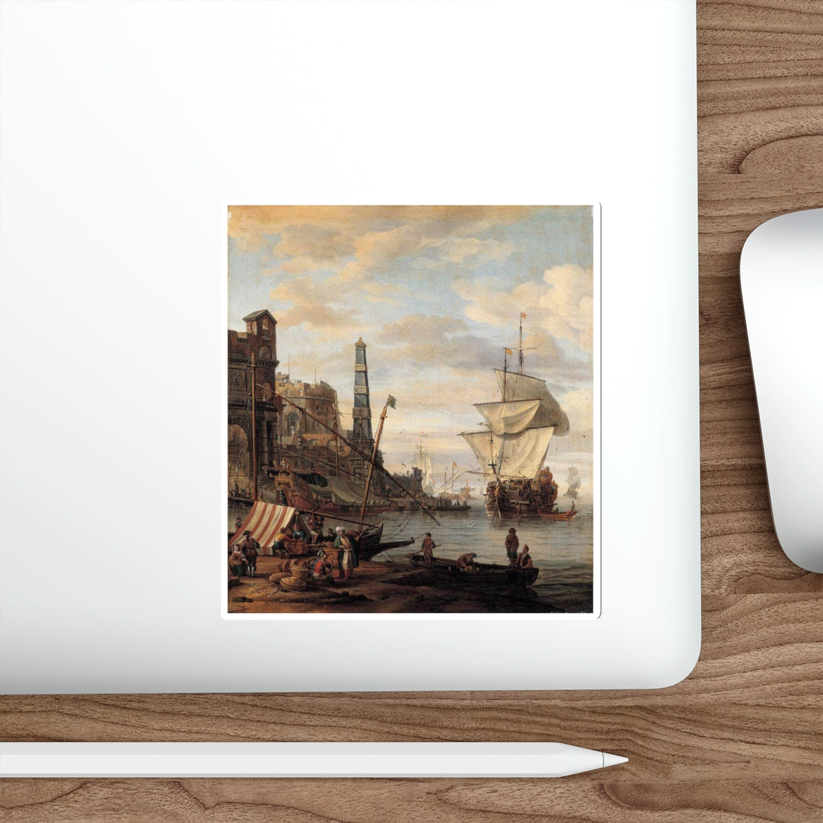 STORCK, Abraham - Mediterranean Harbour Scene (Artwork) STICKER Vinyl Die-Cut Decal-The Sticker Space