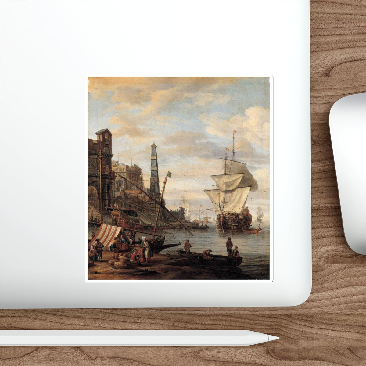 STORCK, Abraham - Mediterranean Harbour Scene (Artwork) STICKER Vinyl Die-Cut Decal-The Sticker Space