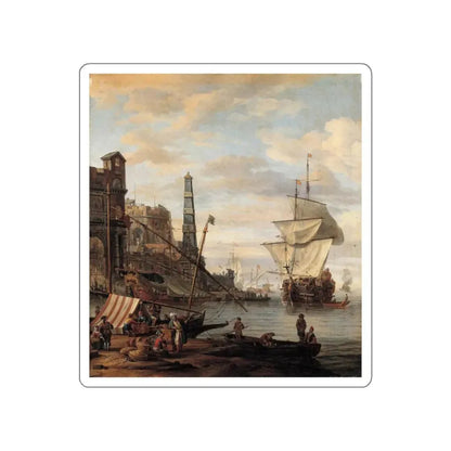 STORCK, Abraham - Mediterranean Harbour Scene (Artwork) STICKER Vinyl Die-Cut Decal White Die-Cut 2 Inch - The Sticker Space