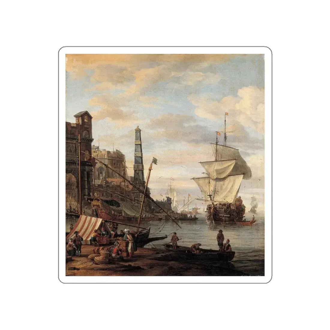 STORCK, Abraham - Mediterranean Harbour Scene (Artwork) STICKER Vinyl Die-Cut Decal White Die-Cut 6 Inch - The Sticker Space