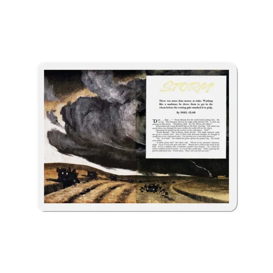 Storm, Blue Book Magazine, August 1954 (Magazine Illustration) Refrigerator Magnet 2 Inch Die-Cut - The Sticker Space