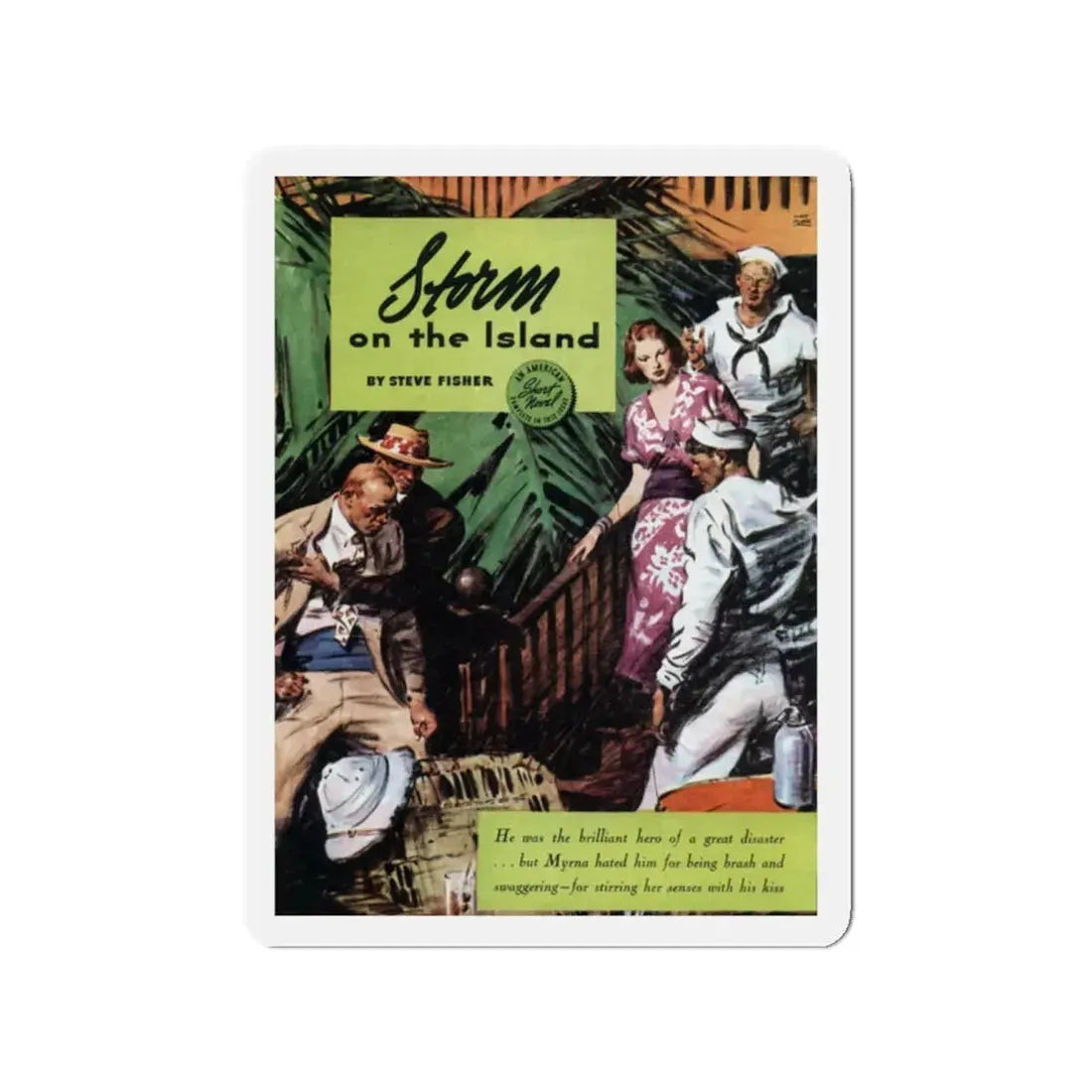 Storm on the Island (1), The American Magazine, July 1938 (Magazine Illustration) Refrigerator Magnet 2 Inch Die-Cut - The Sticker Space