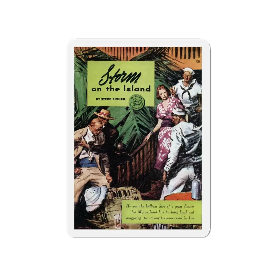 Storm on the Island (1), The American Magazine, July 1938 (Magazine Illustration) Refrigerator Magnet 4 Inch Die-Cut - The Sticker Space