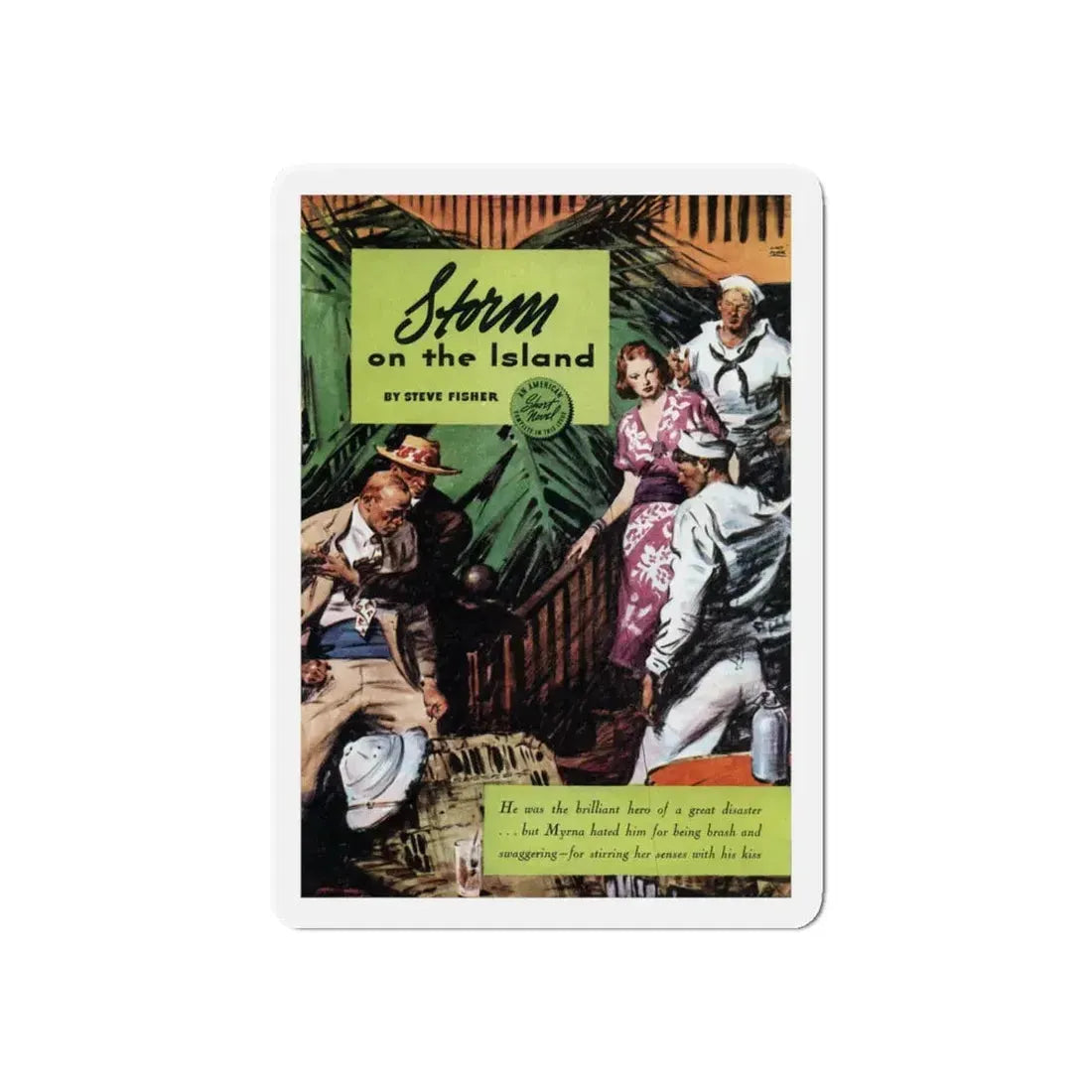 Storm on the Island (1), The American Magazine, July 1938 (Magazine Illustration) Refrigerator Magnet 6 Inch Die-Cut - The Sticker Space