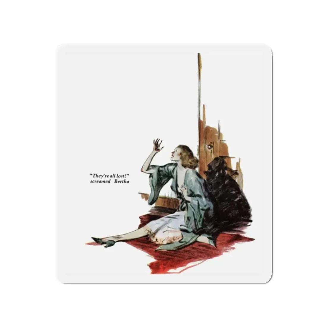 Storm on the Island (4), The American Magazine, July 1938 (Magazine Illustration) Refrigerator Magnet 2 Inch Die-Cut - The Sticker Space