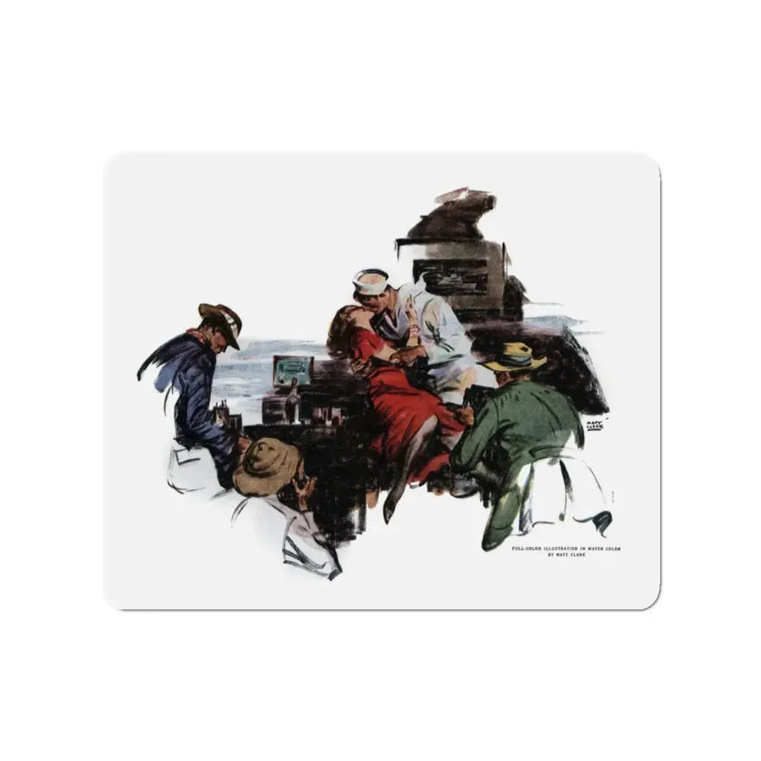 Storm on the Island (5), The American Magazine, July 1938 (Magazine Illustration) Refrigerator Magnet 3 Inch Die-Cut - The Sticker Space