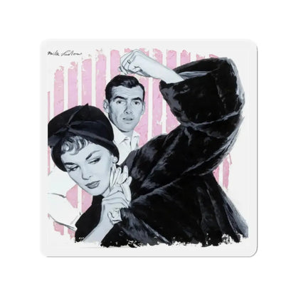 Stormy Day, Woman's Day, February 1959 (Magazine Illustration) Refrigerator Magnet 2 Inch Die-Cut - The Sticker Space