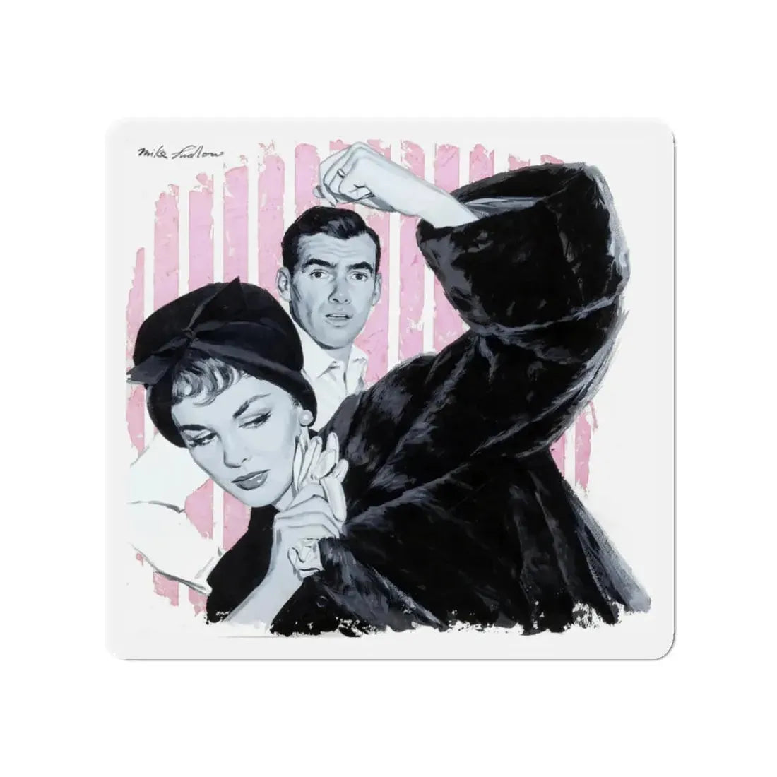 Stormy Day, Woman's Day, February 1959 (Magazine Illustration) Refrigerator Magnet 3 Inch Die-Cut - The Sticker Space