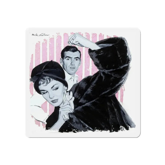 Stormy Day, Woman's Day, February 1959 (Magazine Illustration) Refrigerator Magnet 6 Inch Die-Cut - The Sticker Space