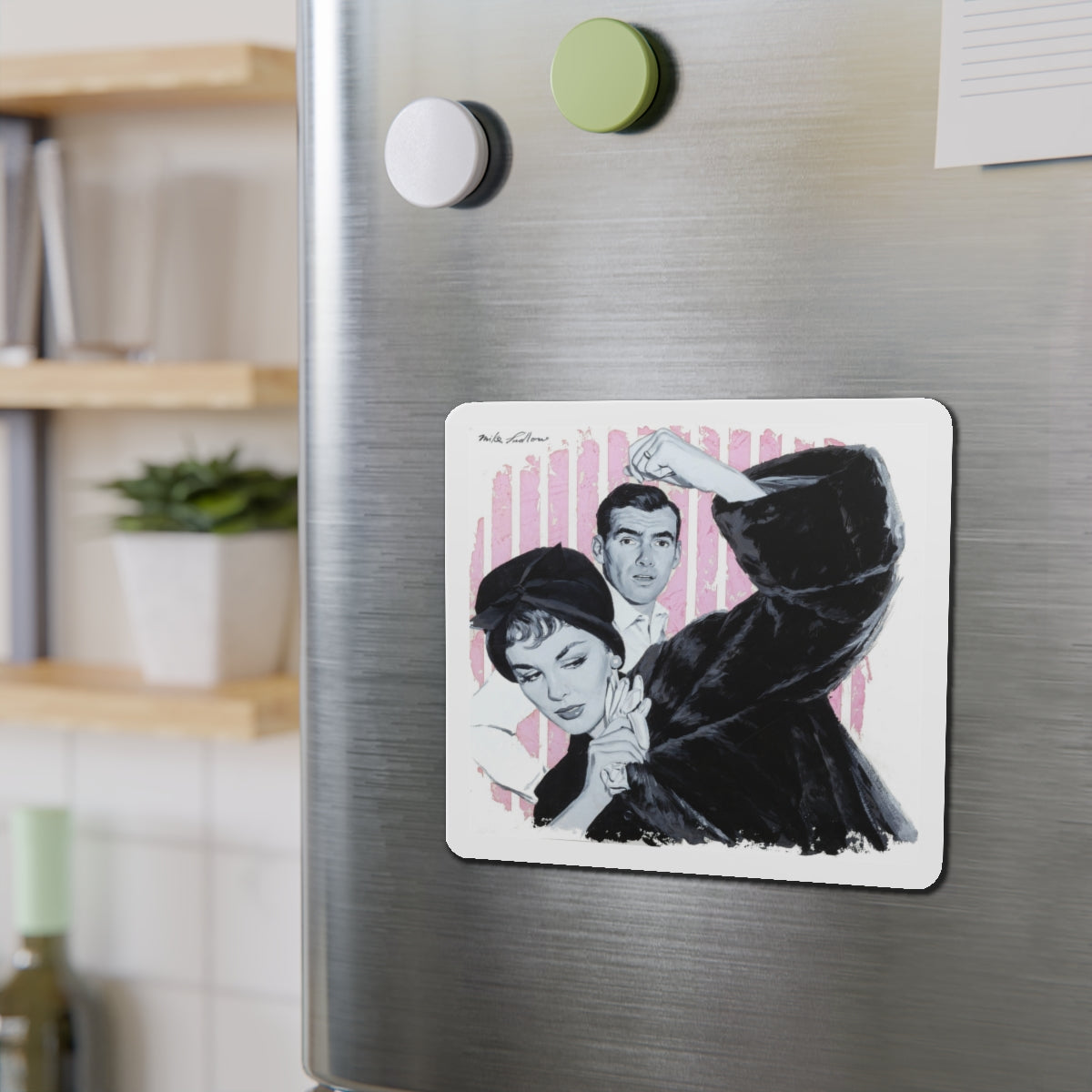 Stormy Day, Woman's Day, February 1959 (Magazine Illustration) Refrigerator Magnet-The Sticker Space