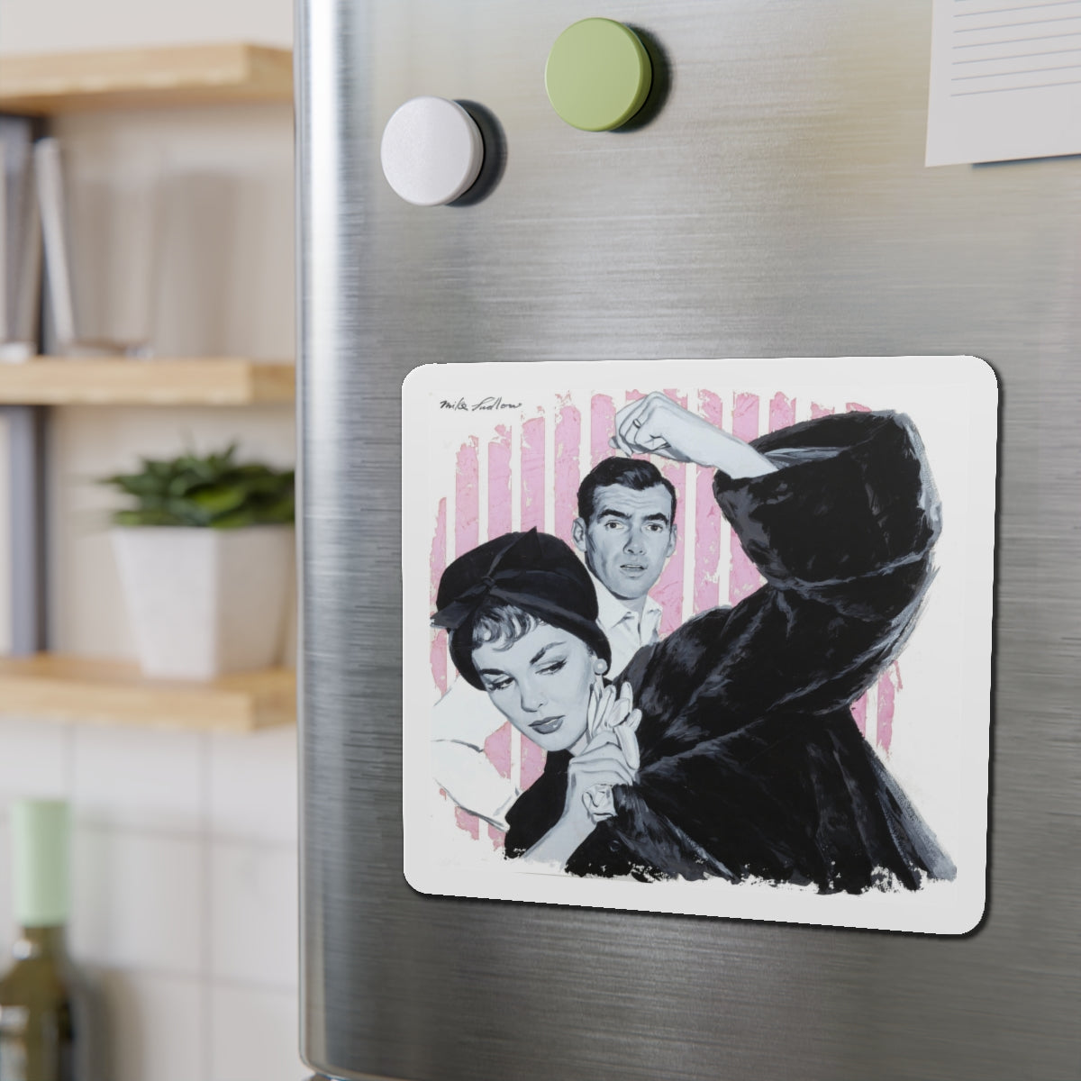 Stormy Day, Woman's Day, February 1959 (Magazine Illustration) Refrigerator Magnet-The Sticker Space