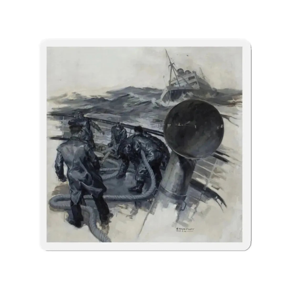 Stormy Seas (Magazine Illustration) Refrigerator Magnet 2 Inch Die-Cut - The Sticker Space