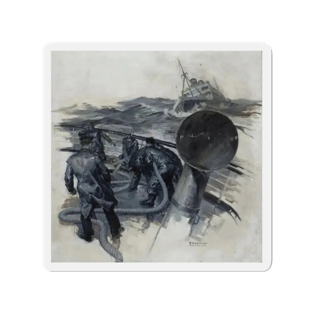 Stormy Seas (Magazine Illustration) Refrigerator Magnet 3 Inch Die-Cut - The Sticker Space