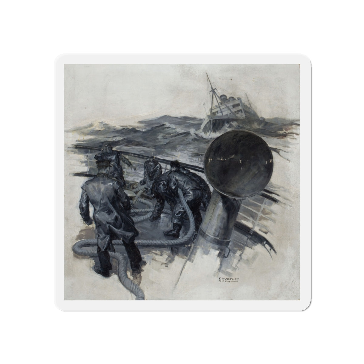 Stormy Seas (Magazine Illustration) Refrigerator Magnet-5" x 5"-The Sticker Space