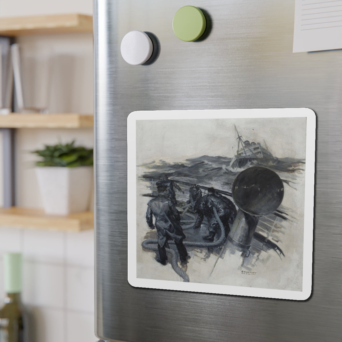 Stormy Seas (Magazine Illustration) Refrigerator Magnet-The Sticker Space