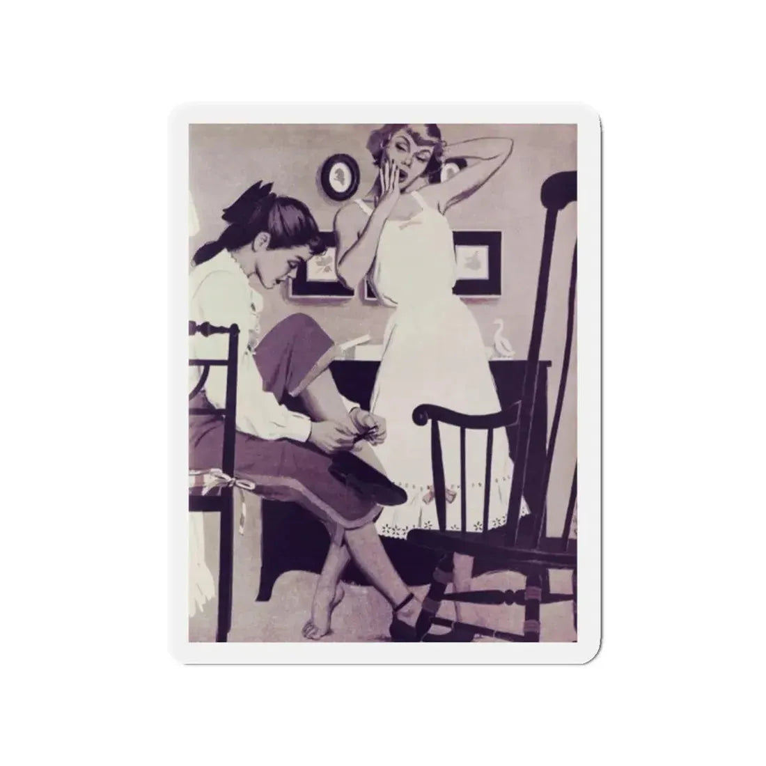 Stormy Weather, Chatelaine, August 1949 (Magazine Illustration) Refrigerator Magnet 2 Inch Die-Cut - The Sticker Space