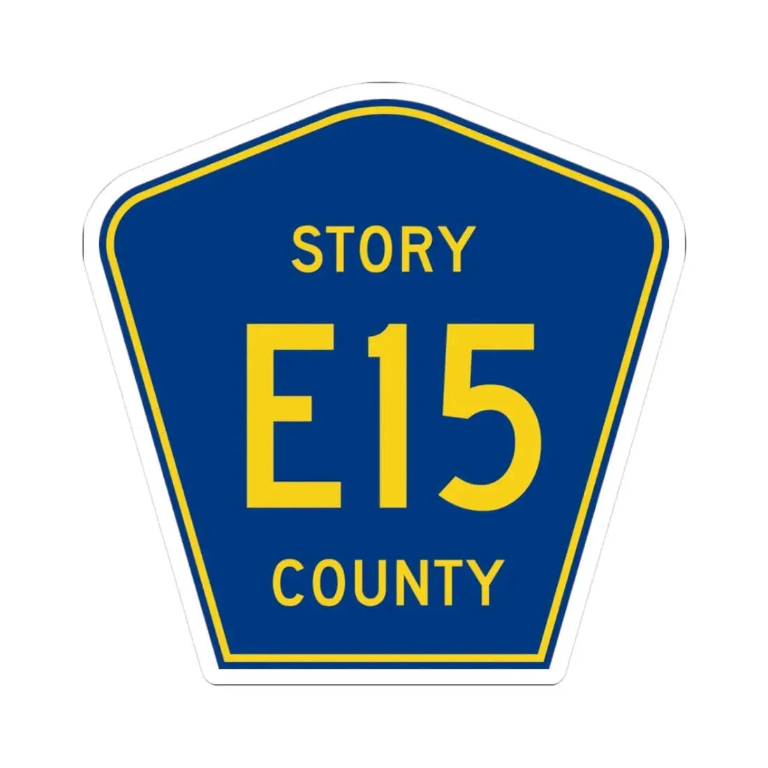 Story County Route E15 IA (Iowa) (Road Sign) STICKER Vinyl Kiss-Cut Decal 3 Inch White - The Sticker Space