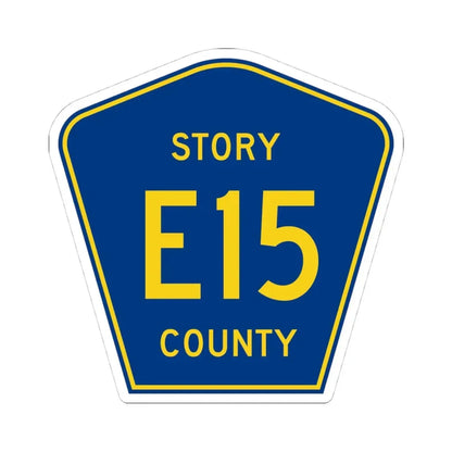 Story County Route E15 IA (Iowa) (Road Sign) STICKER Vinyl Kiss-Cut Decal 4 Inch White - The Sticker Space