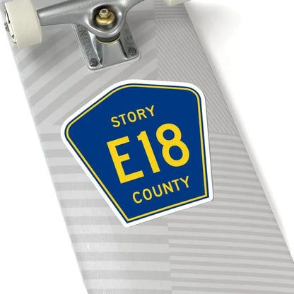 Story County Route E18 IA (Iowa) (Road Sign) STICKER Vinyl Kiss-Cut Decal - The Sticker Space