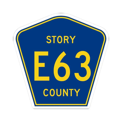 Story County Route E63 IA (Iowa) (Road Sign) STICKER Vinyl Kiss-Cut Decal 3 Inch White - The Sticker Space
