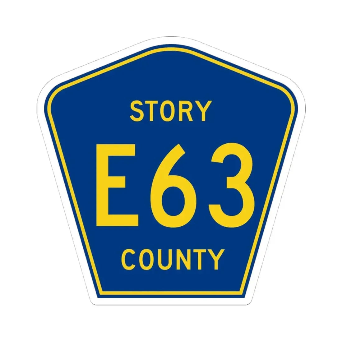 Story County Route E63 IA (Iowa) (Road Sign) STICKER Vinyl Kiss-Cut Decal 4 Inch White - The Sticker Space
