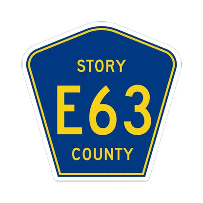 Story County Route E63 IA (Iowa) (Road Sign) STICKER Vinyl Kiss-Cut Decal 4 Inch White - The Sticker Space