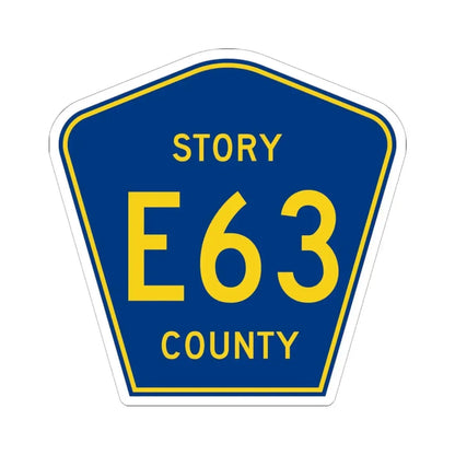 Story County Route E63 IA (Iowa) (Road Sign) STICKER Vinyl Kiss-Cut Decal 6 Inch White - The Sticker Space