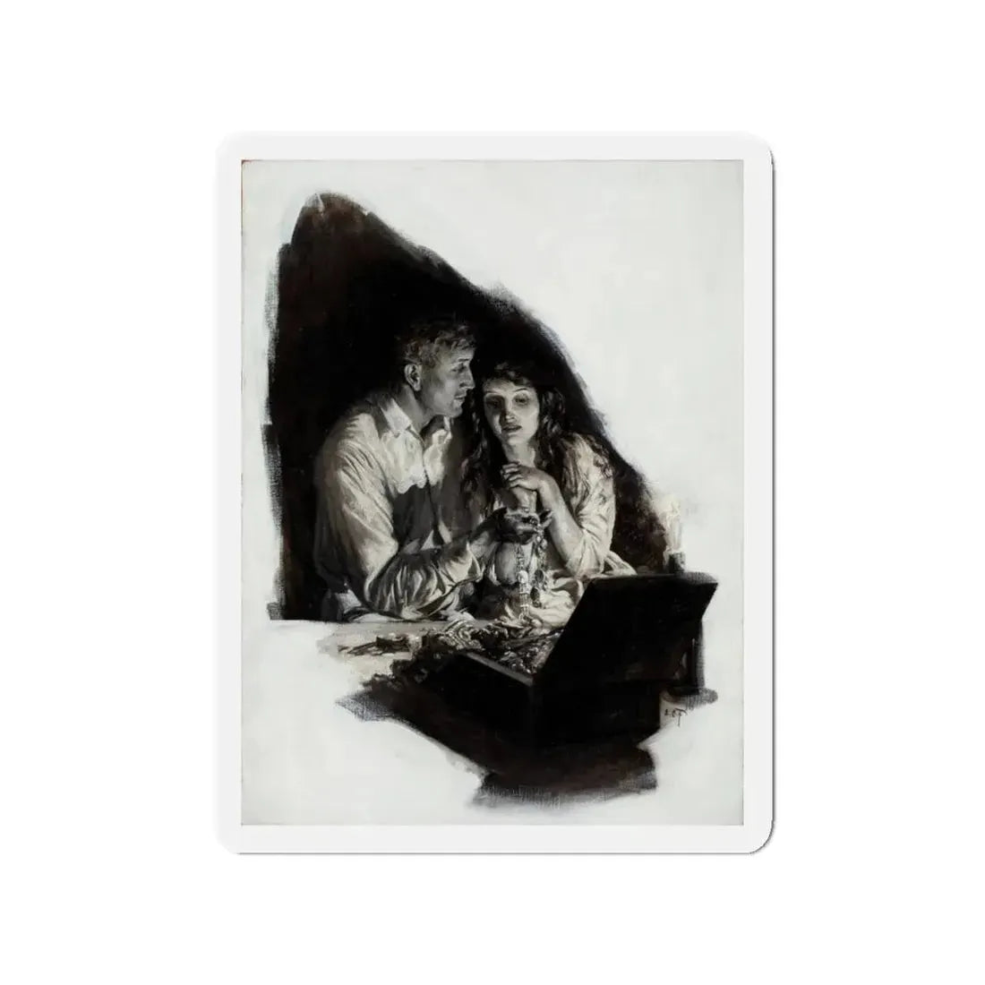 Story illustration, 1916 (Magazine Illustration) Refrigerator Magnet 3 Inch Die-Cut - The Sticker Space