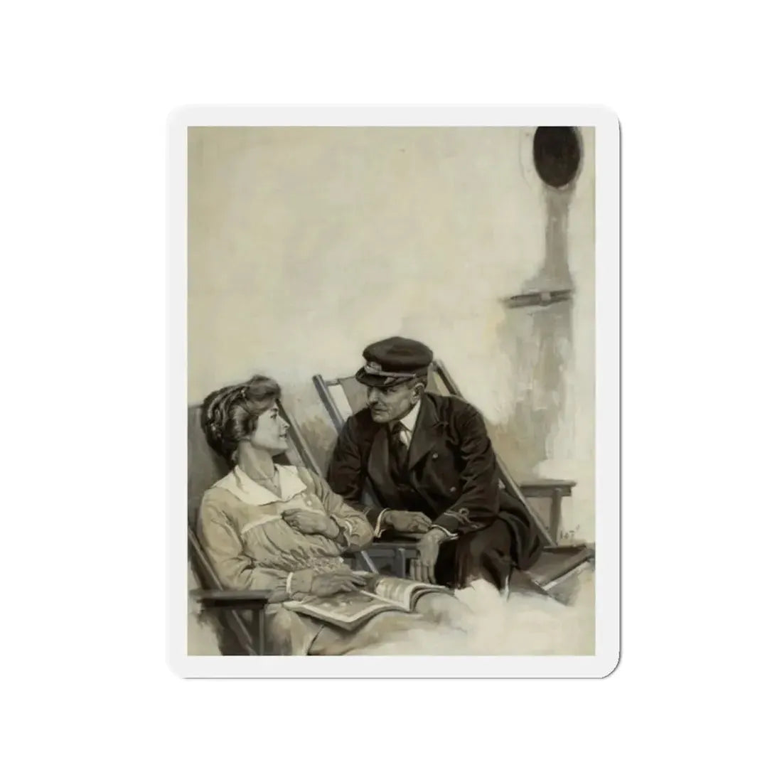 Story illustration, 1917 (Magazine Illustration) Refrigerator Magnet 2 Inch Die-Cut - The Sticker Space