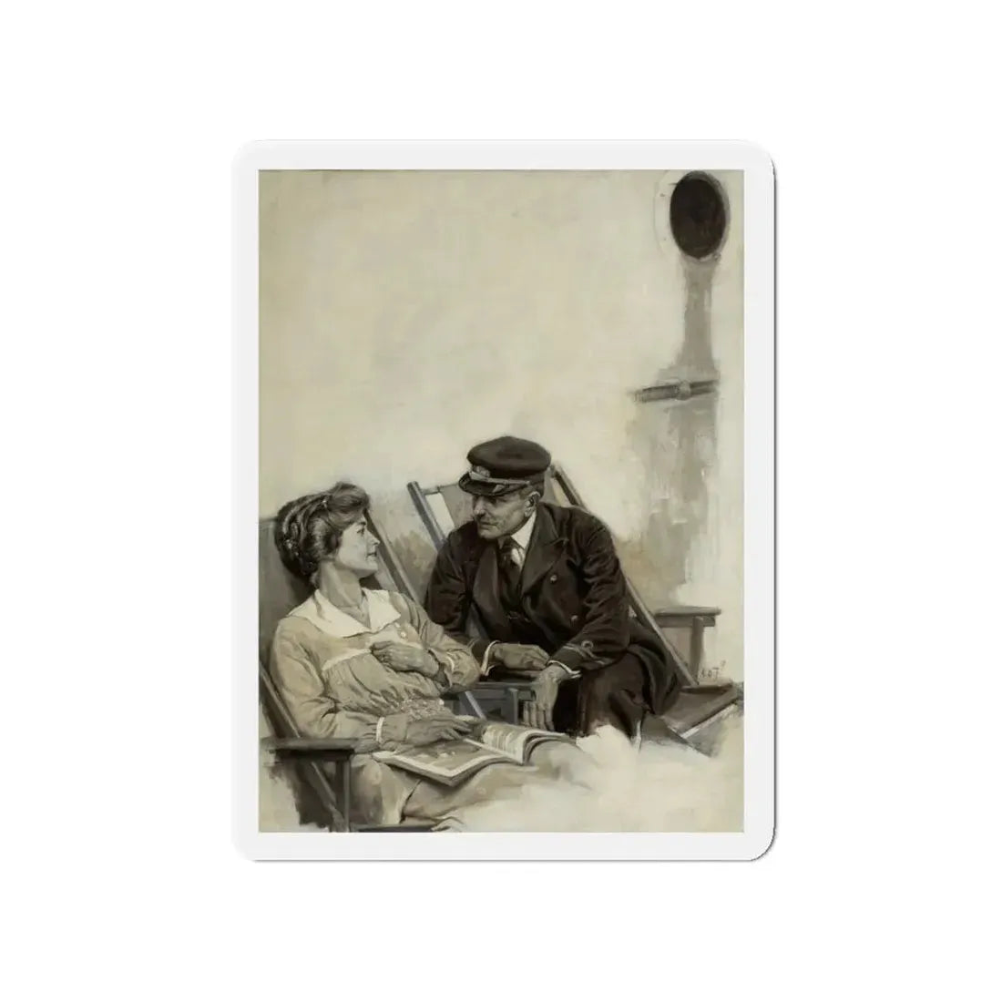 Story illustration, 1917 (Magazine Illustration) Refrigerator Magnet 4 Inch Die-Cut - The Sticker Space