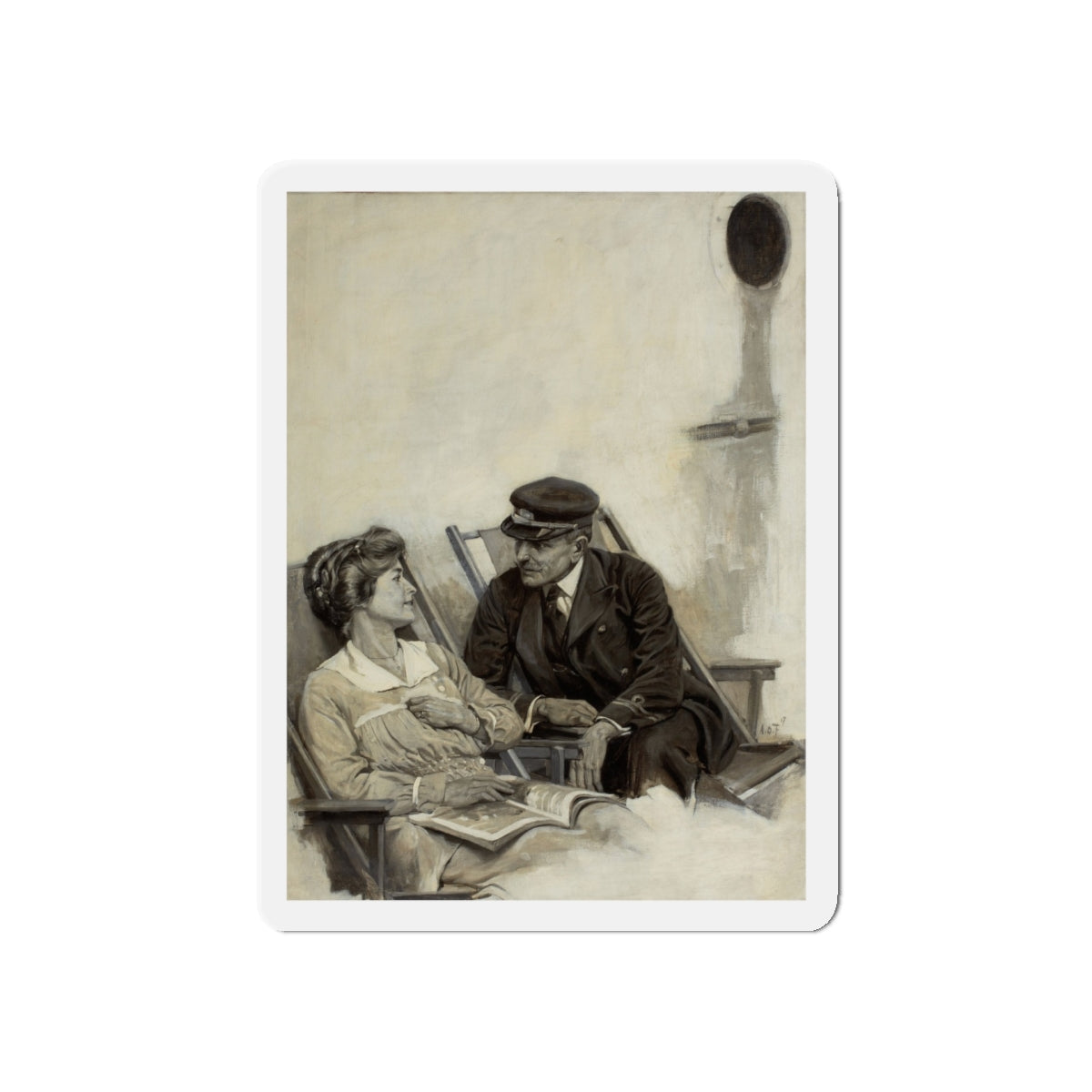 Story illustration, 1917 (Magazine Illustration) Refrigerator Magnet-5" x 5"-The Sticker Space