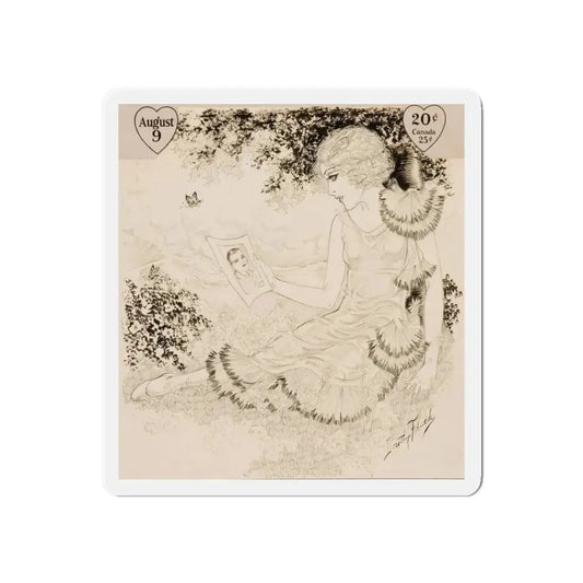 Story illustration for All-Story and Love Stories of the American Girl (Magazine Illustration) Refrigerator Magnet 6 Inch Die-Cut - The Sticker Space