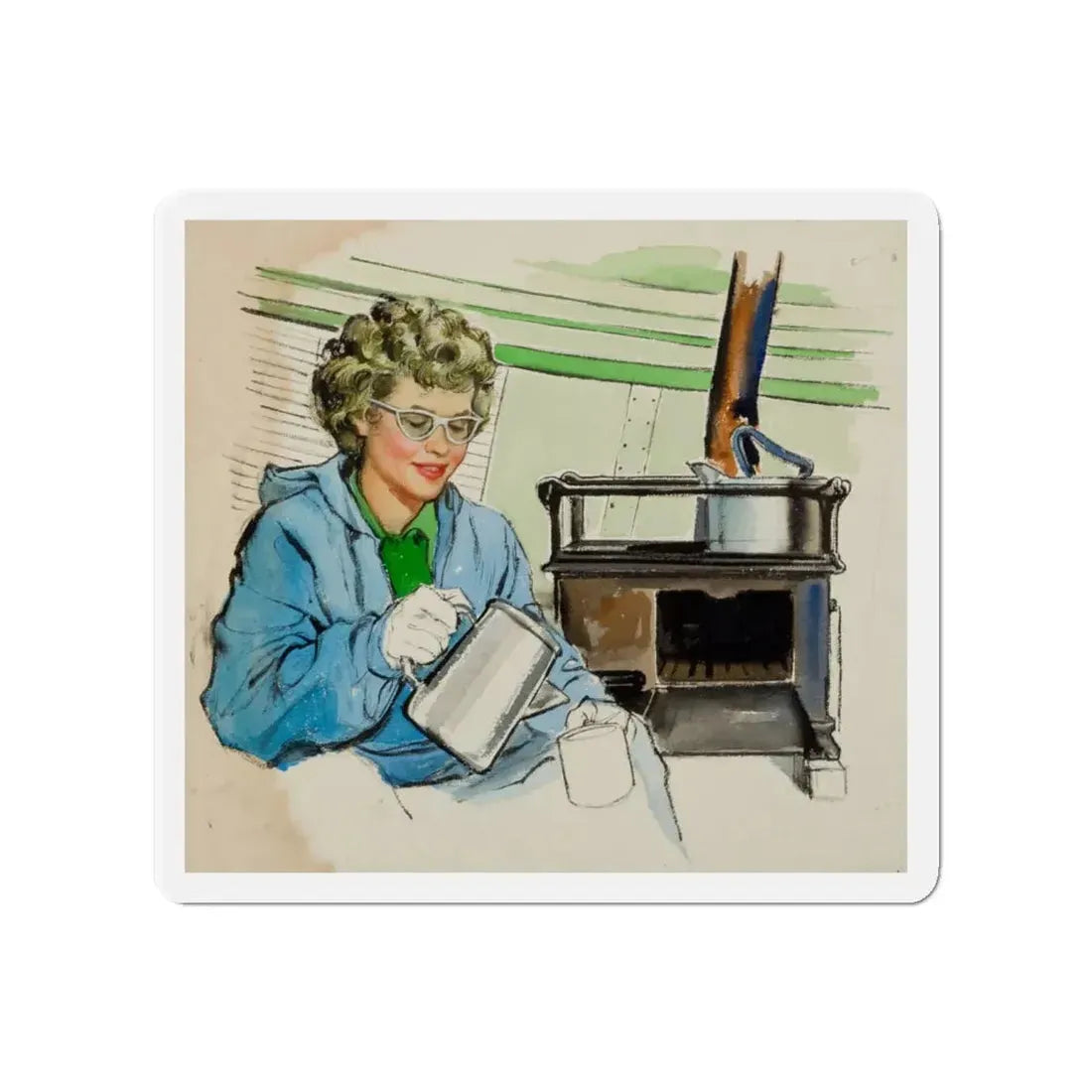 Story illustration, January 1959 (Magazine Illustration) Refrigerator Magnet 4 Inch Die-Cut - The Sticker Space