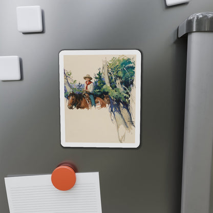 Story Illustration of a Cowgirl (Magazine Illustration) Refrigerator Magnet-The Sticker Space