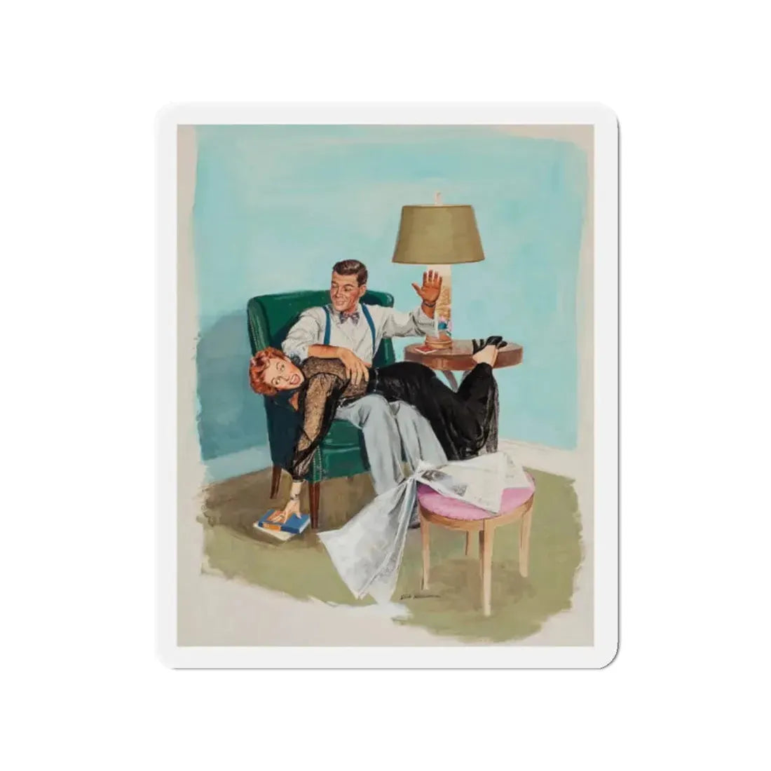 Story illustration_1 (Magazine Illustration) Refrigerator Magnet 2 Inch Die-Cut - The Sticker Space