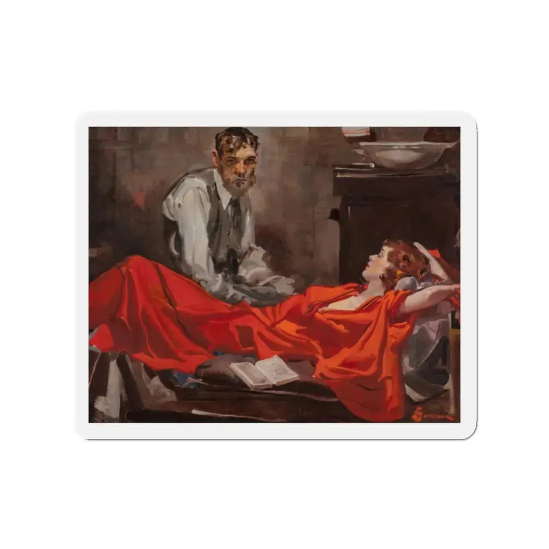 Story illustration_3 (Magazine Illustration) Refrigerator Magnet 2 Inch Die-Cut - The Sticker Space