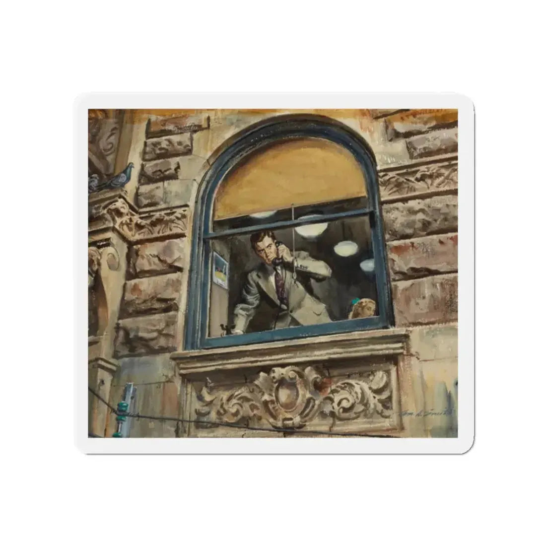 Story illustration_9 (Magazine Illustration) Refrigerator Magnet 2 Inch Die-Cut - The Sticker Space