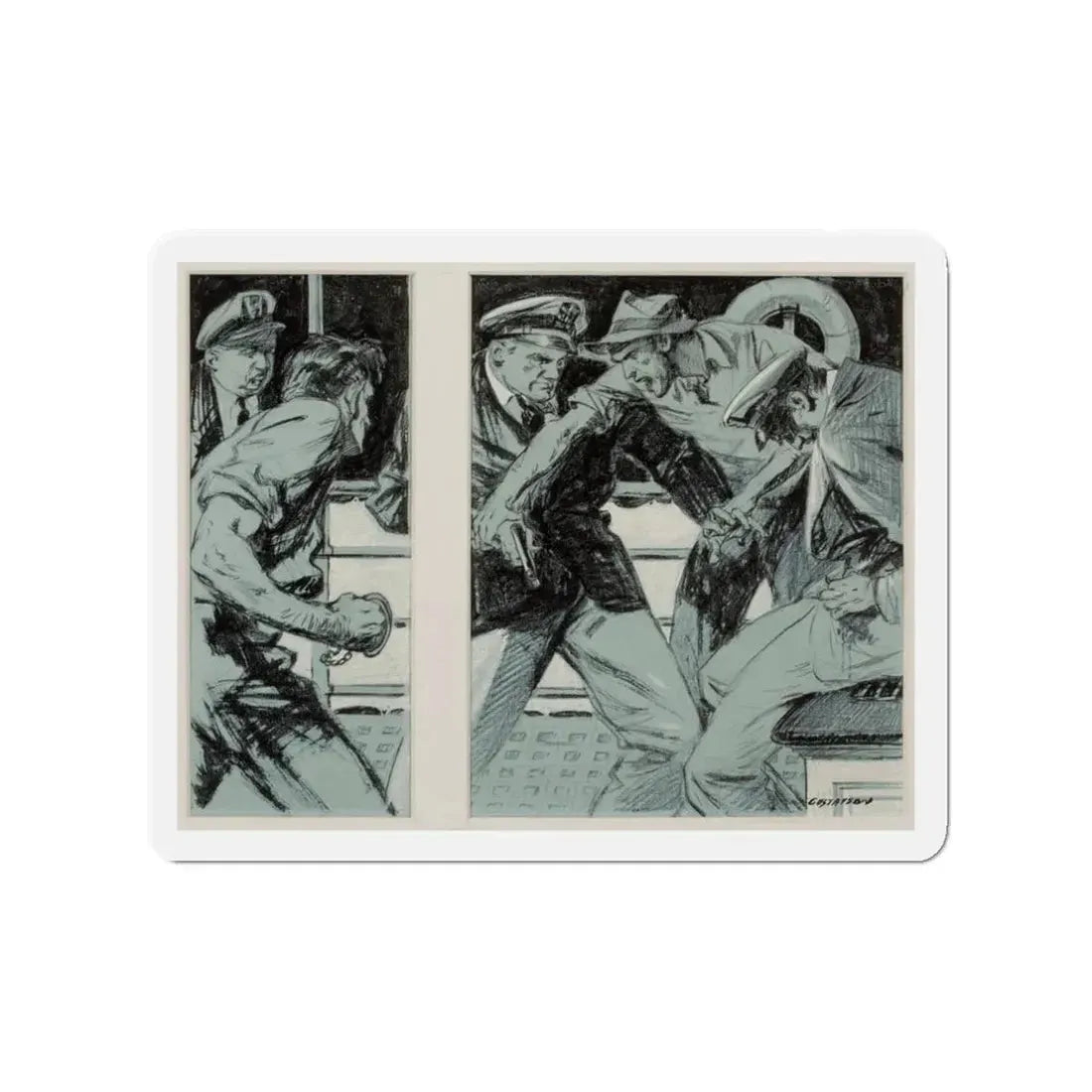 Story illustrations (Magazine Illustration) Refrigerator Magnet 3 Inch Die-Cut - The Sticker Space