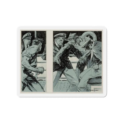 Story illustrations (Magazine Illustration) Refrigerator Magnet 3 Inch Die-Cut - The Sticker Space