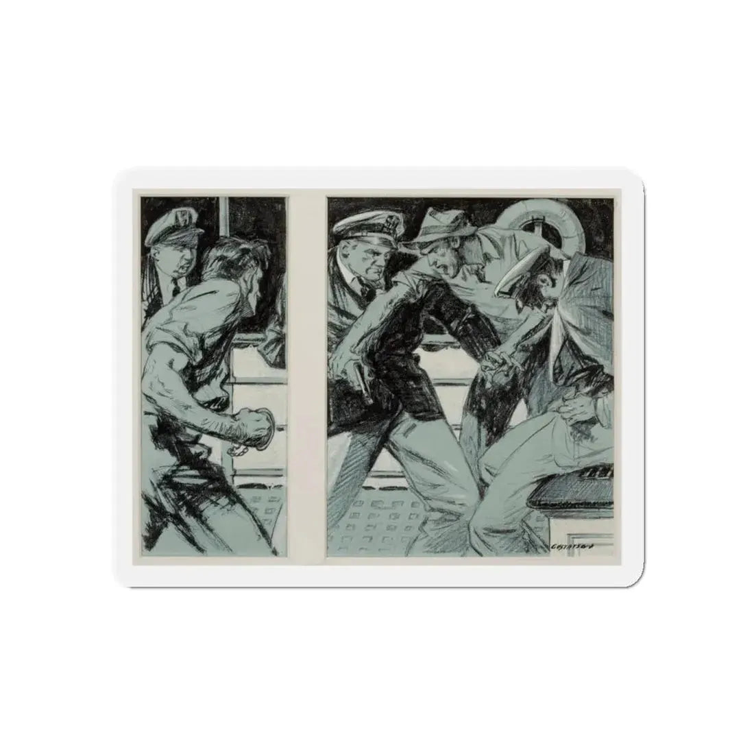 Story illustrations (Magazine Illustration) Refrigerator Magnet 5 Inch Die-Cut - The Sticker Space