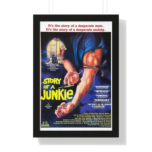 STORY OF A JUNKIE 1985 - Framed Movie Poster 16″ x 24″ Black - The Sticker Space