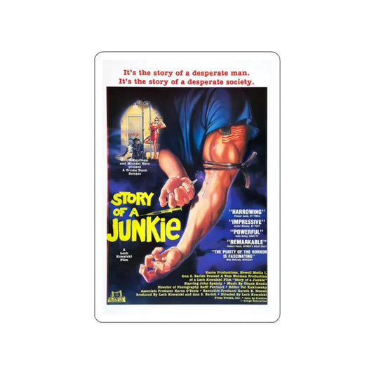 STORY OF A JUNKIE 1985 Movie Poster STICKER Vinyl Die-Cut Decal 2 Inch - The Sticker Space