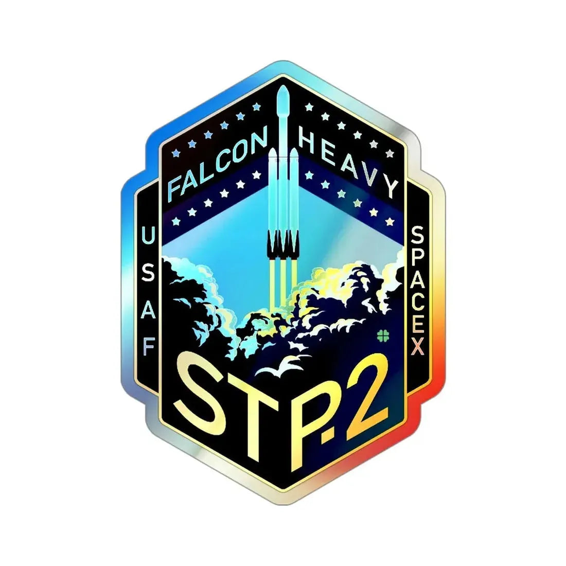 STP-2 (SpaceX) Holographic STICKER Die-Cut Vinyl Decal 4 Inch Holographic - The Sticker Space