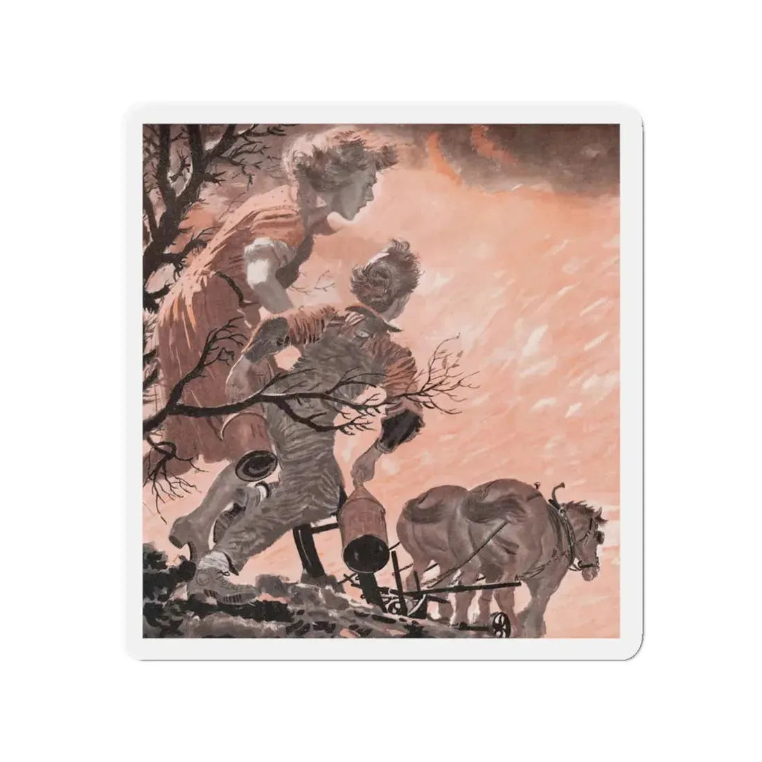 Straight Furrow by Peggy H. Benjamin, Good Housekeeping magazine, 1960 (Magazine Illustration) Refrigerator Magnet 3 Inch Die-Cut - The Sticker Space