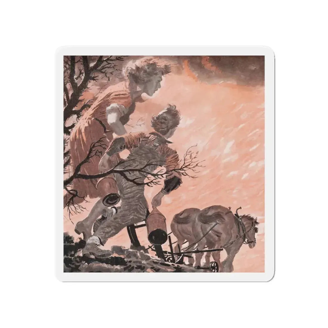 Straight Furrow by Peggy H. Benjamin, Good Housekeeping magazine, 1960 (Magazine Illustration) Refrigerator Magnet 4 Inch Die-Cut - The Sticker Space