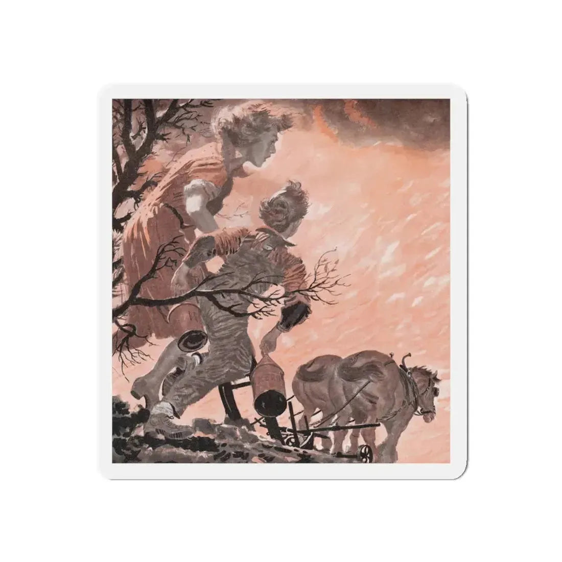 Straight Furrow by Peggy H. Benjamin, Good Housekeeping magazine, 1960 (Magazine Illustration) Refrigerator Magnet 5 Inch Die-Cut - The Sticker Space