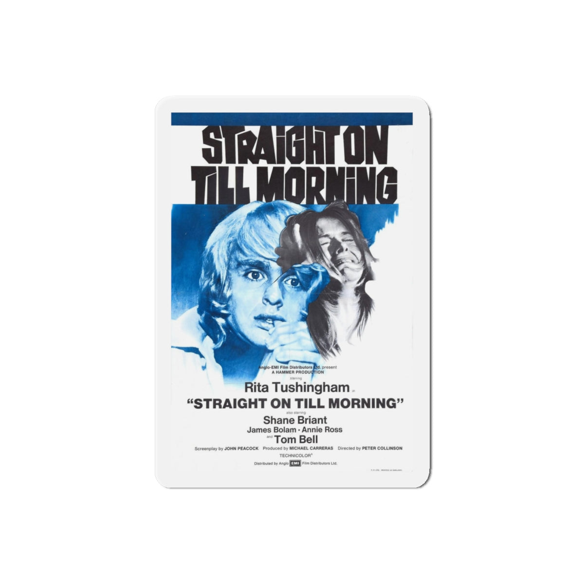 STRAIGHT ON TILL MORNING 1972 Movie Poster - Refrigerator Magnet-6" × 6"-The Sticker Space