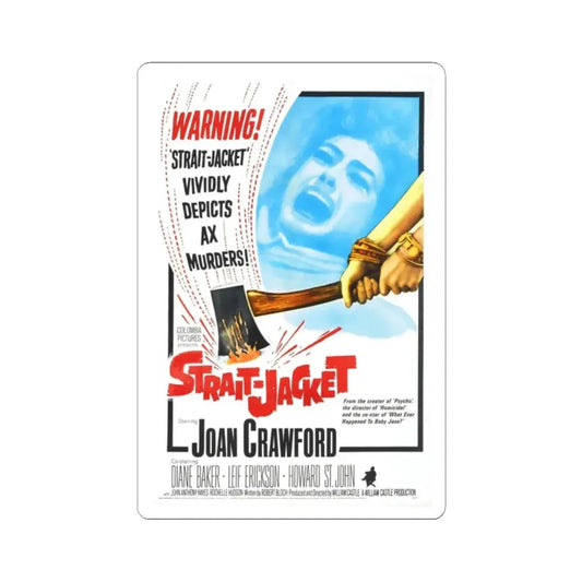 STRAIT-JACKET (2) 1964 Movie Poster - STICKER Vinyl Kiss-Cut Decal 2 Inch White - The Sticker Space